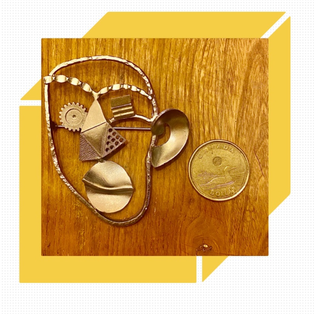 Oversized Abstract Face Brooch